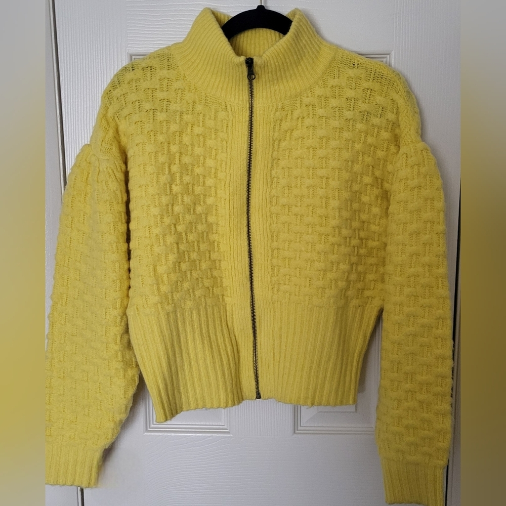 Anthropologie Mustard Knit Zip Cardigan T-009